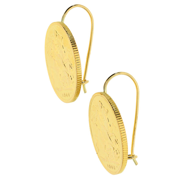 1905 Full Sovereign King Edward VII Earrings - 16.5g