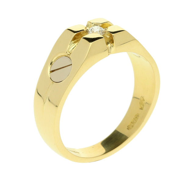 18ct Yellow Gold Gents Diamond Screw Ring - 10.4g