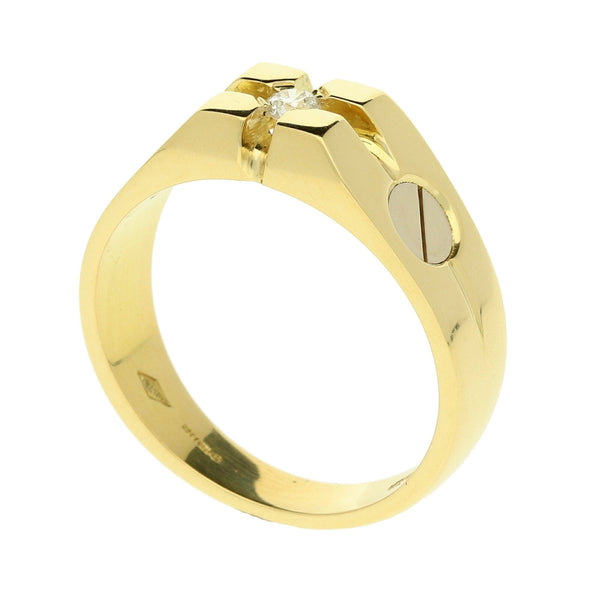 18ct Yellow Gold Gents Diamond Screw Ring - 10.4g
