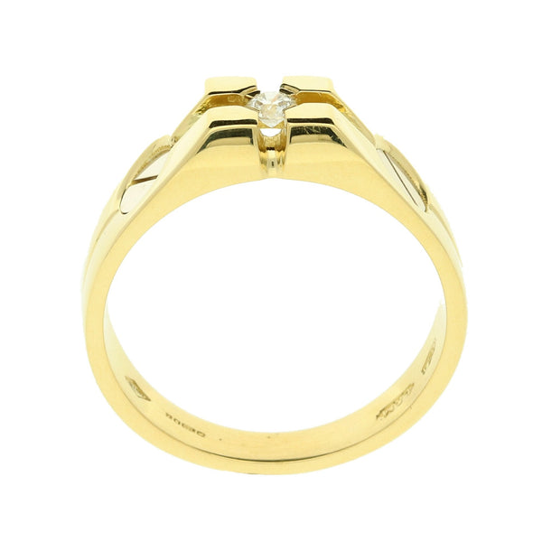 18ct Yellow Gold Gents Diamond Screw Ring - 10.4g