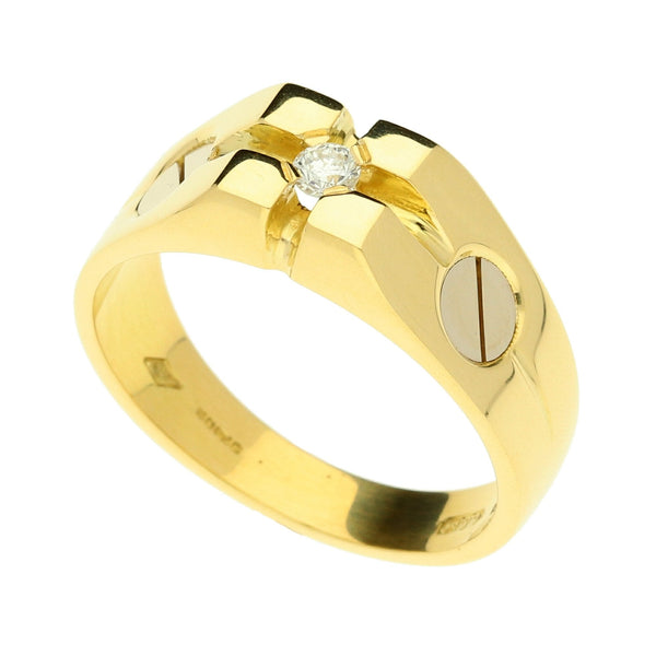 18ct Yellow Gold Gents Diamond Screw Ring - 10.4g