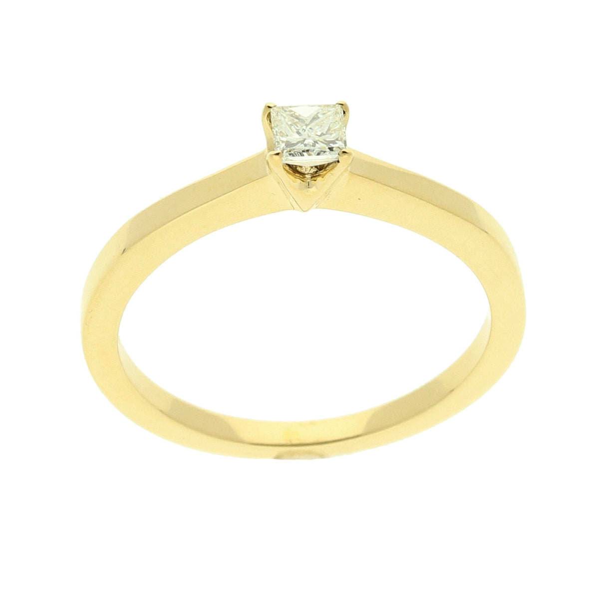 18ct Yellow Gold Princess Cut Diamond Ring - 0.15ct