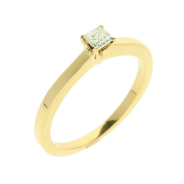 18ct Yellow Gold Princess Cut Diamond Ring - 0.15ct