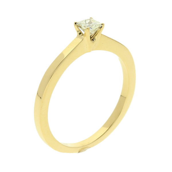 18ct Yellow Gold Princess Cut Diamond Ring - 0.15ct