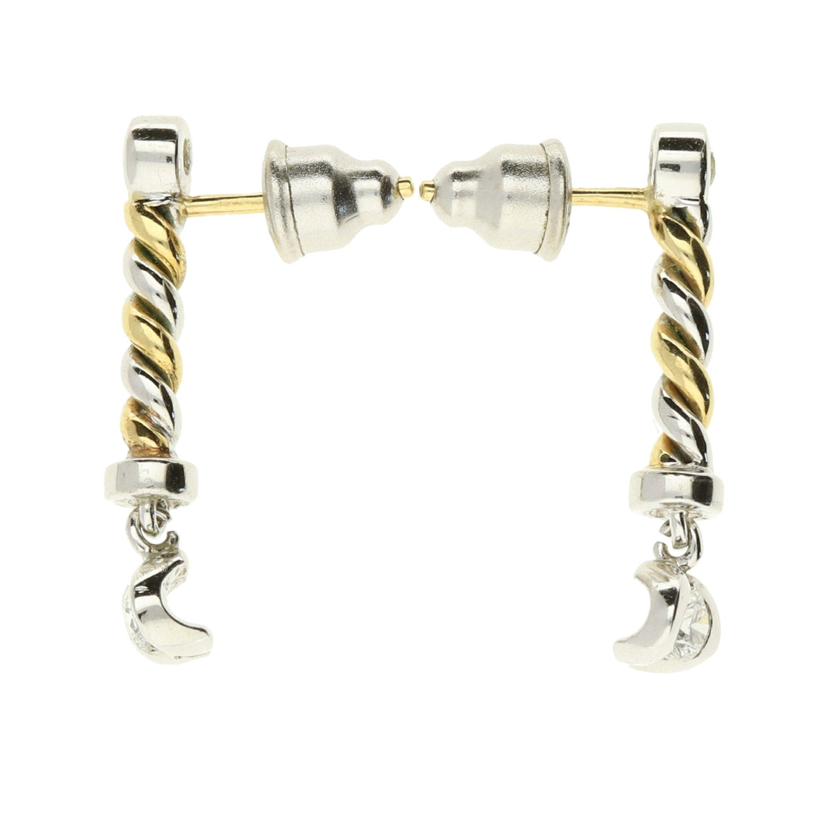14ct White and Yellow Gold Diamond Twist Earrings - 0.30ct