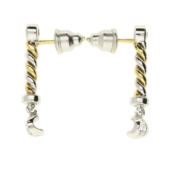 14ct White and Yellow Gold Diamond Twist Earrings - 0.30ct