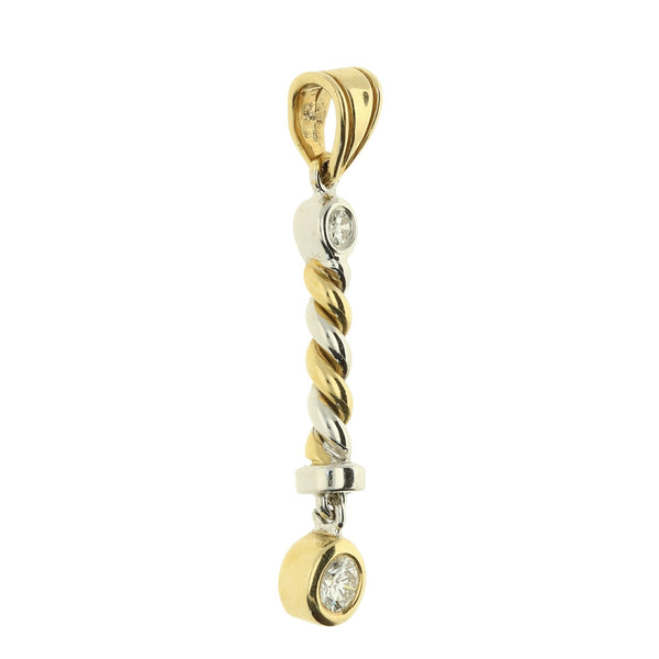14ct White and Yellow Gold Diamond Twist Pendant - 0.25ct