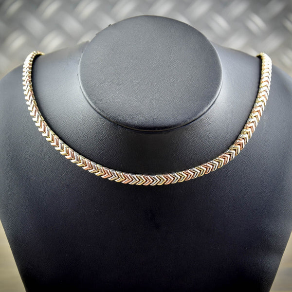 9ct Gold 17 inch Tri-Colour Necklace  - 27.9g