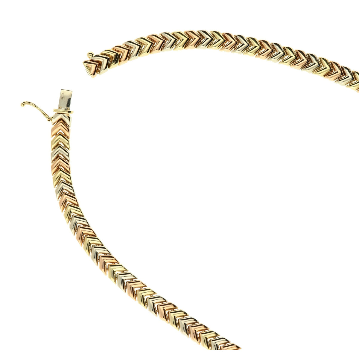 9ct Gold 17 inch Tri-Colour Necklace  - 27.9g