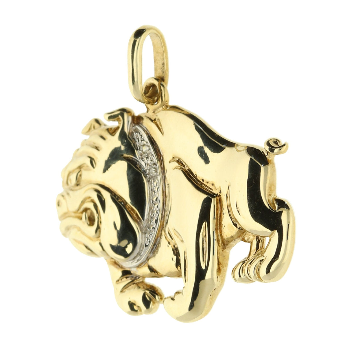 9ct Bull Dog Pendant- Diamond Collar