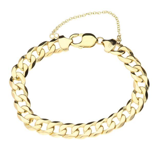 9ct Yellow Gold Gents Curb Bracelet - 8.5" - 30.8g
