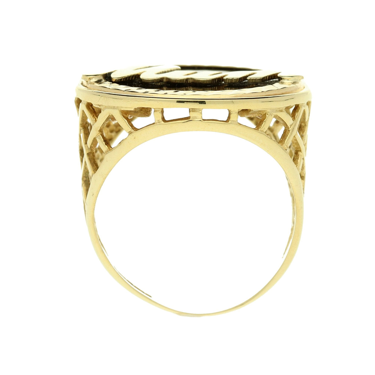 9ct Yellow Gold Onyx Mum Ring - 5.2g