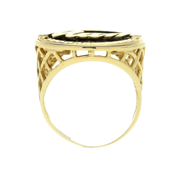 9ct Yellow Gold Onyx Mum Ring - 5.2g