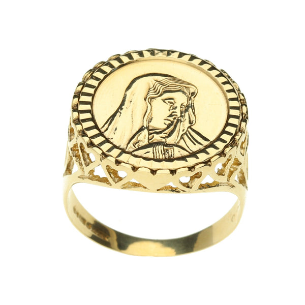 9ct Yellow Gold Maddona Ring - 4.1g