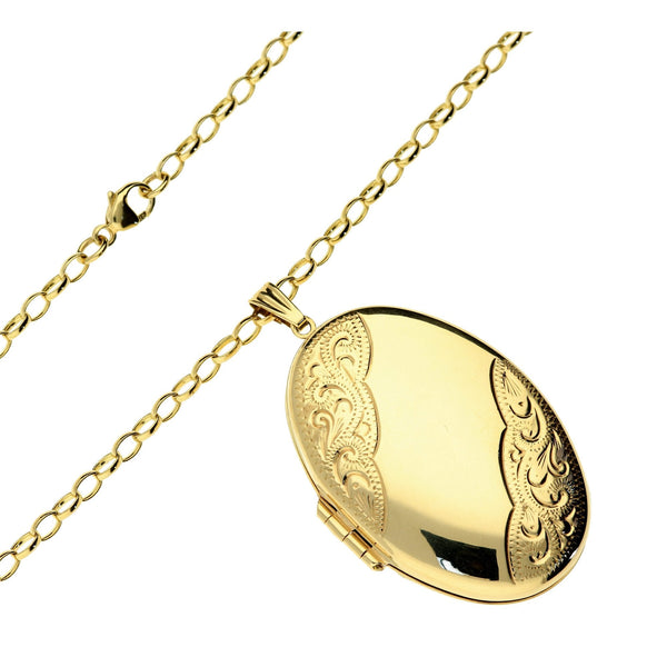 9ct Yellow Gold Locket & Belcher Chain - 12.1g