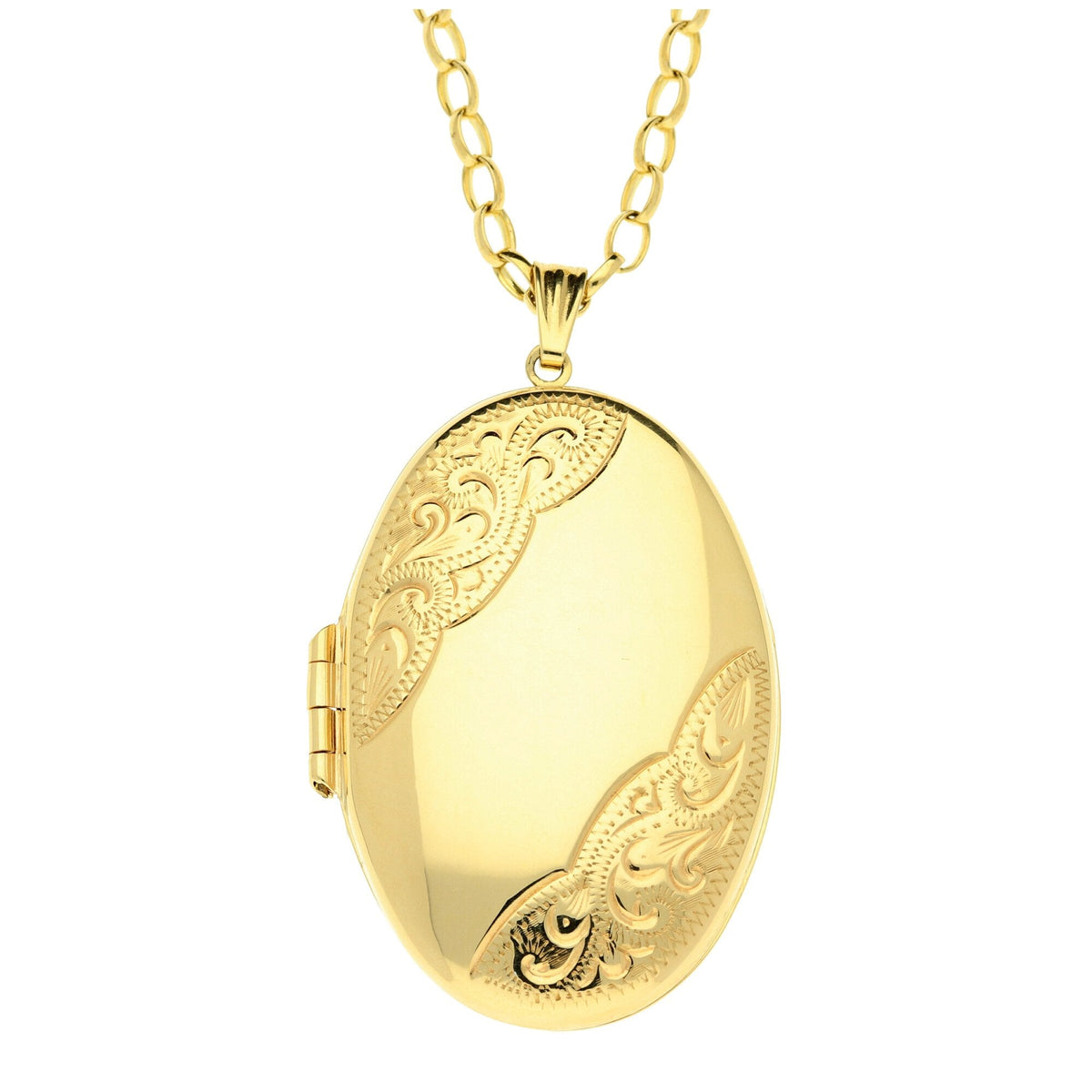 9ct Yellow Gold Locket & Belcher Chain - 12.1g