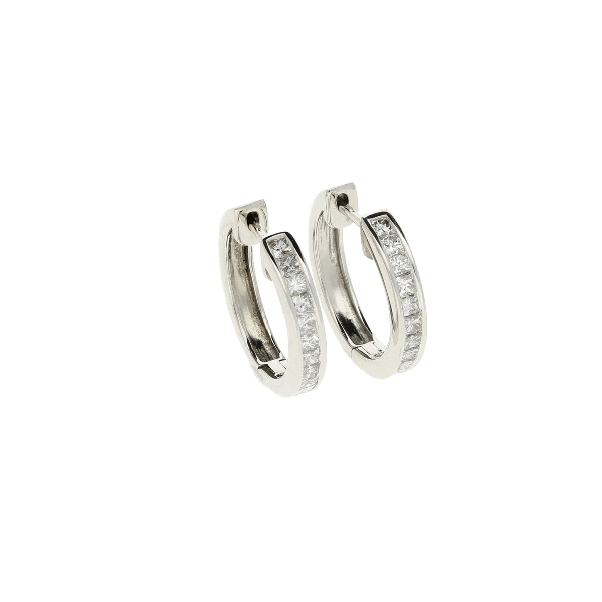 18ct White Gold Princess Cut Diamond Hoop Earrings - 0.22ct