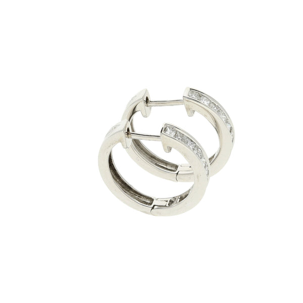 18ct White Gold Princess Cut Diamond Hoop Earrings - 0.22ct
