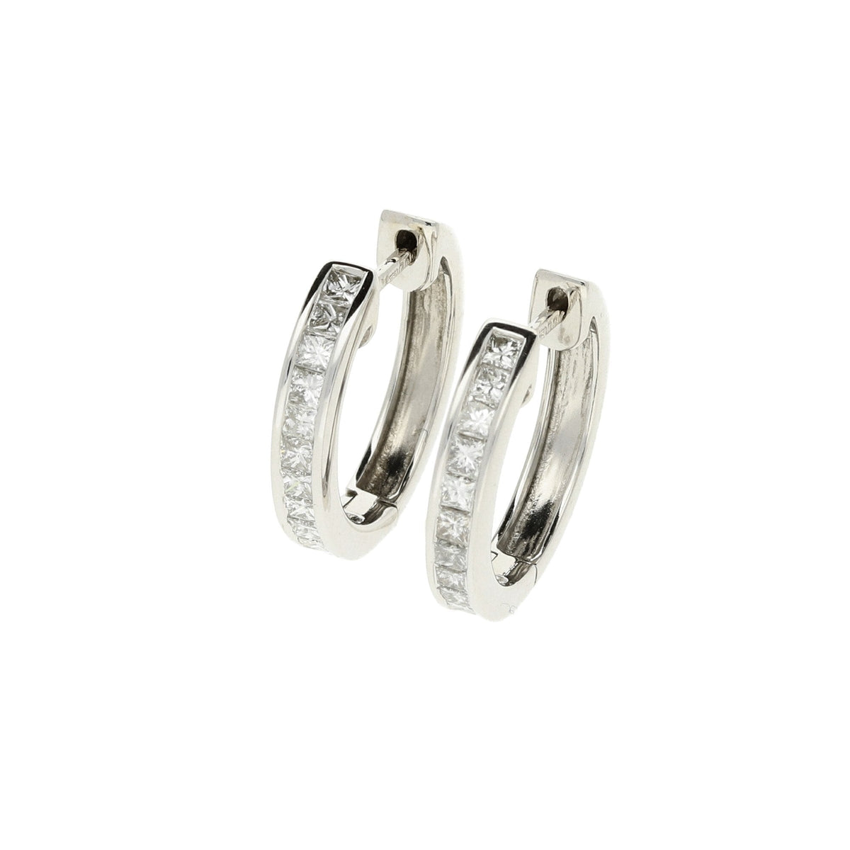 18ct White Gold Princess Cut Diamond Hoop Earrings - 0.22ct