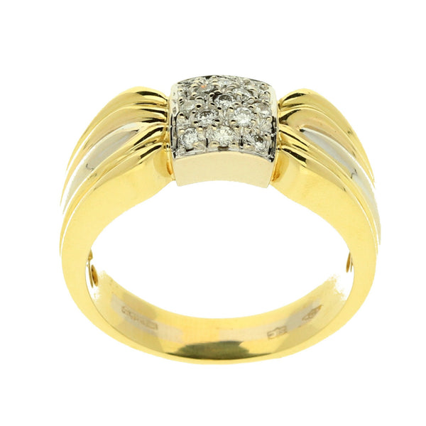 18ct Yellow Gold Three Stone Diamond Mens Ring - 11.2g