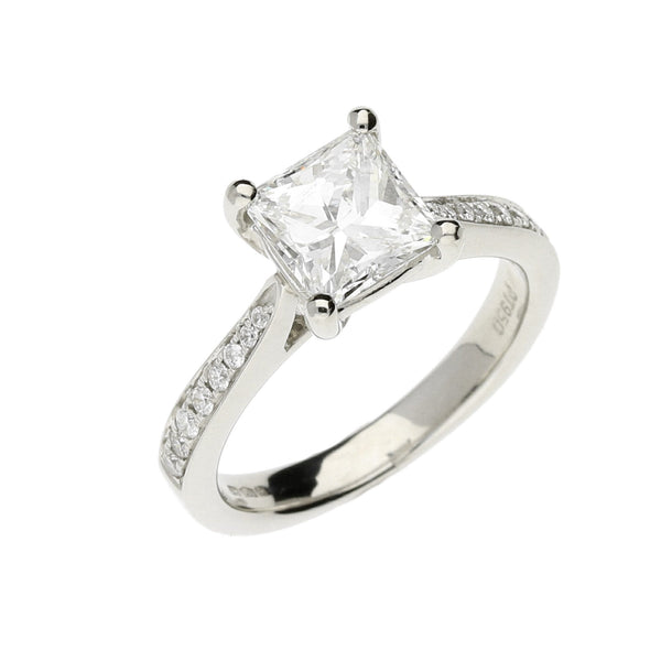 Platinum Princess Cut Diamond Engagement Ring - 1.54ct