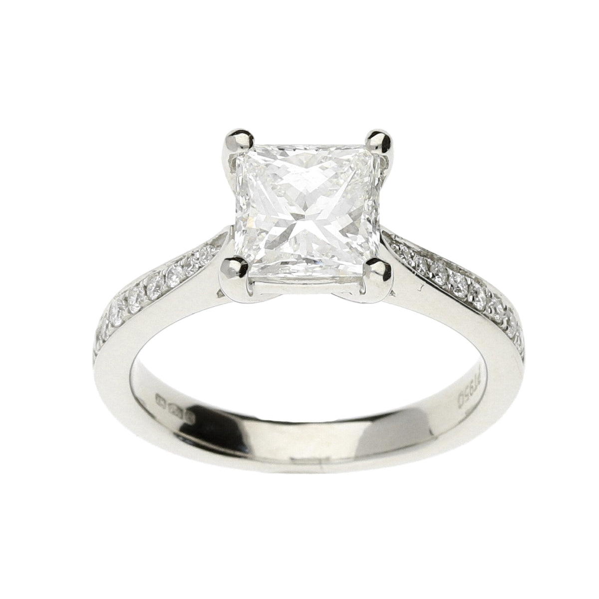 Platinum Princess Cut Diamond Engagement Ring - 1.54ct