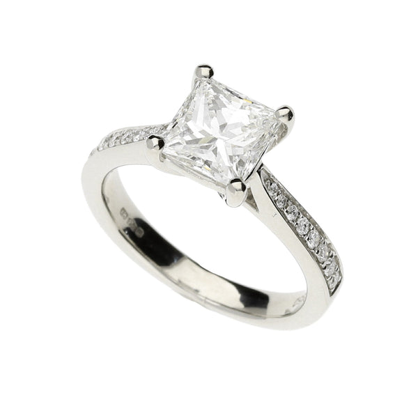 Platinum Princess Cut Diamond Engagement Ring - 1.54ct