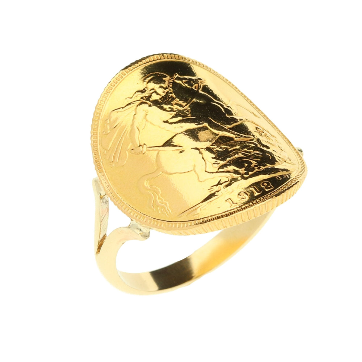 1912 Bent Over Full Sovereign Ring - 9.8g