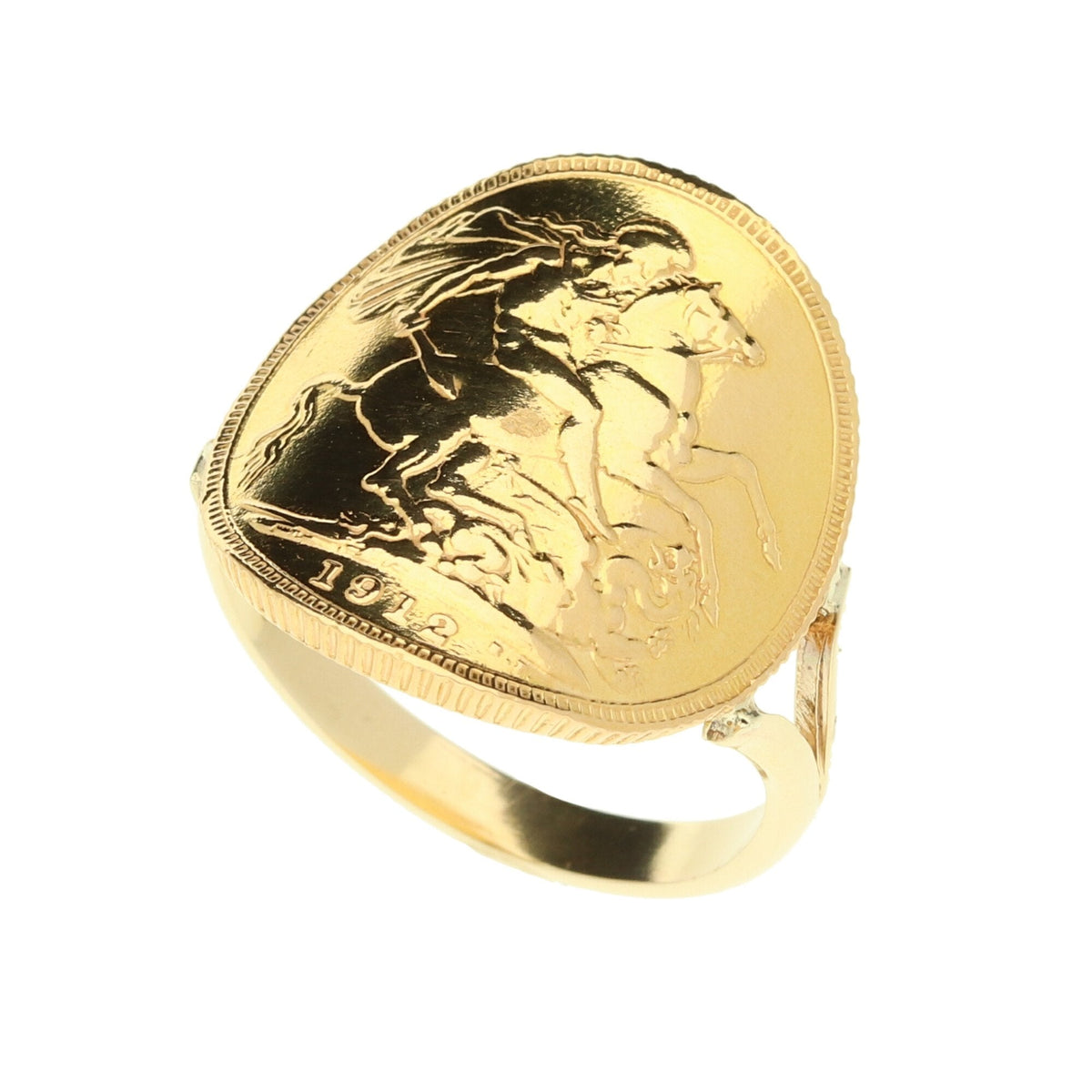 1912 Bent Over Full Sovereign Ring - 9.8g