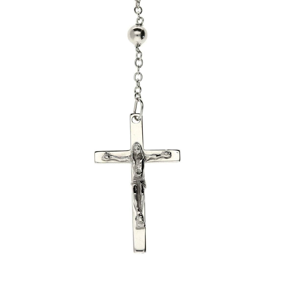 9ct White Gold Rosary Beads - 9.7g