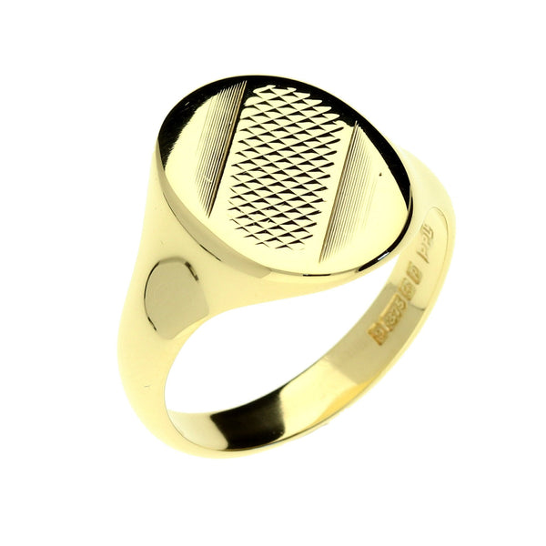 9ct Yellow Gold Oval Ring - 8.3g