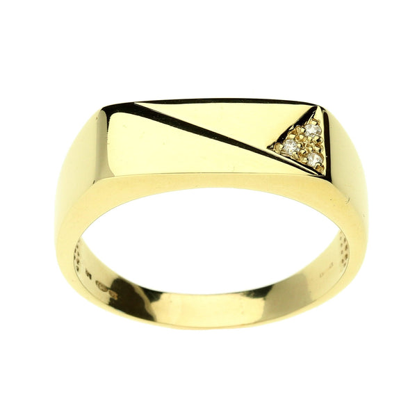 9ct Yellow Gold Mens Stone Set Ring - 5.4g