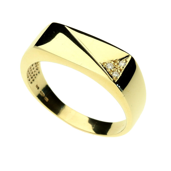 9ct Yellow Gold Mens Stone Set Ring - 5.4g