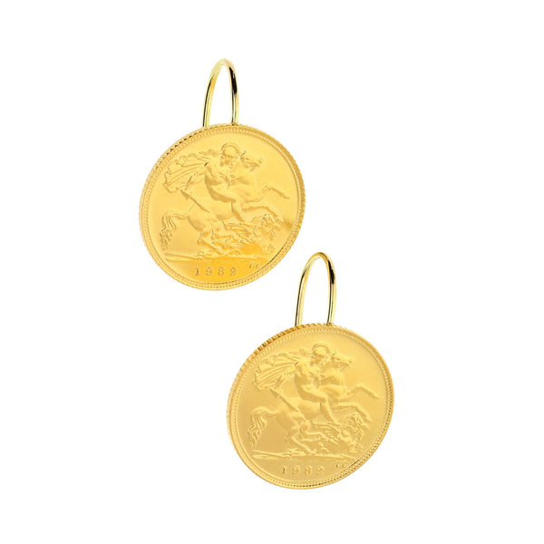 Queen Elizabeth II 1982 Half Sovereign Earrings - 8.8g