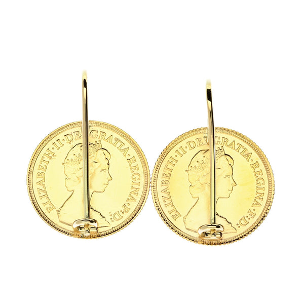 Queen Elizabeth II 1982 Half Sovereign Earrings - 8.8g
