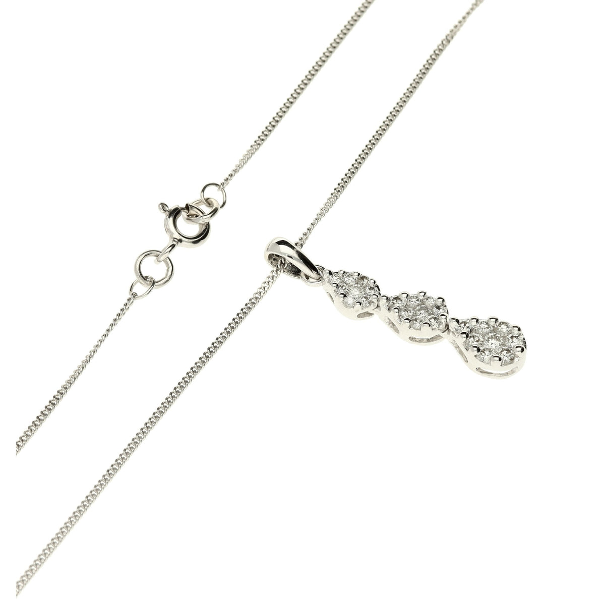 18ct White Gold Diamond Pendant & Chain - 0.45ct