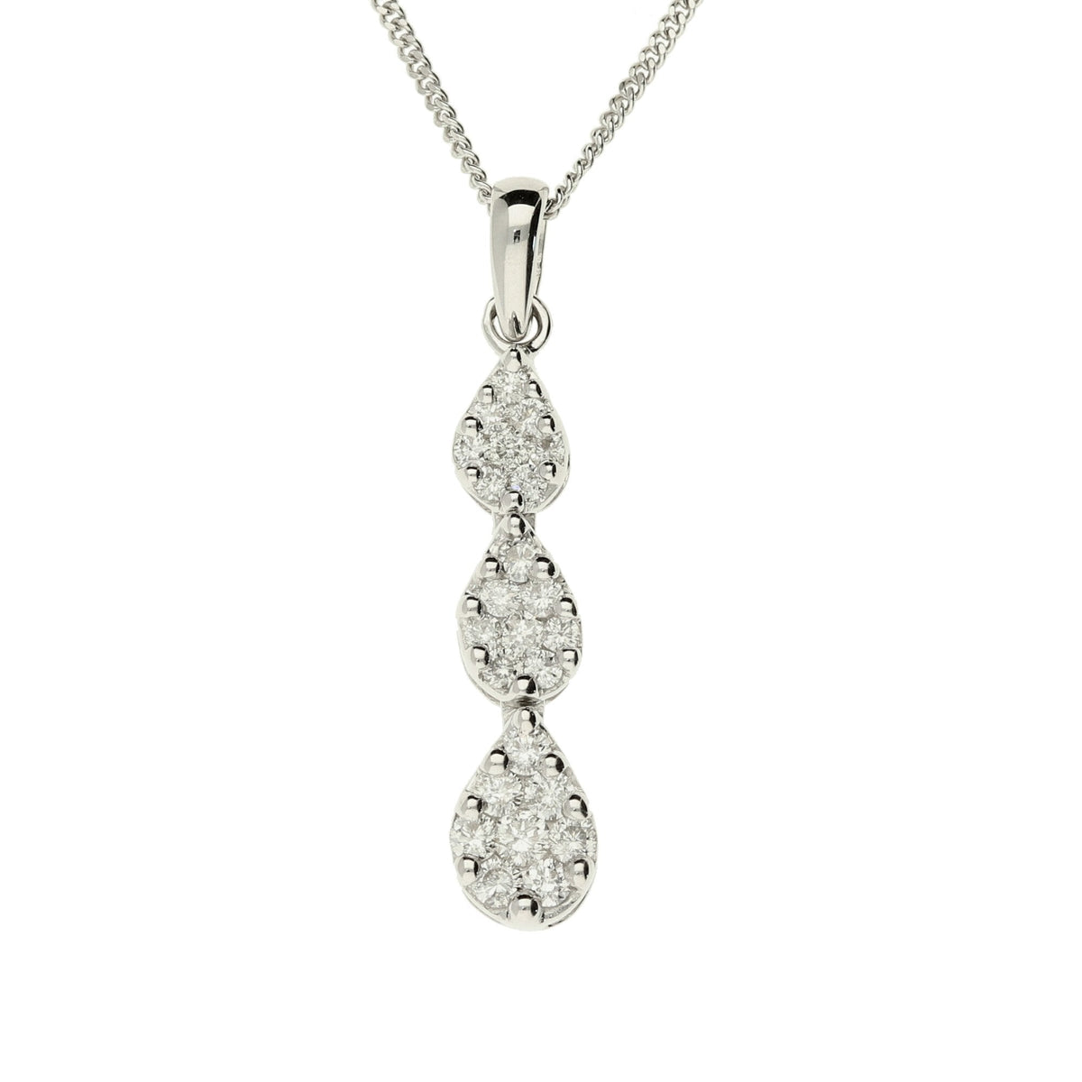 18ct White Gold Diamond Pendant & Chain - 0.45ct