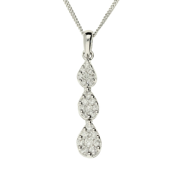18ct White Gold Diamond Pendant & Chain - 0.45ct