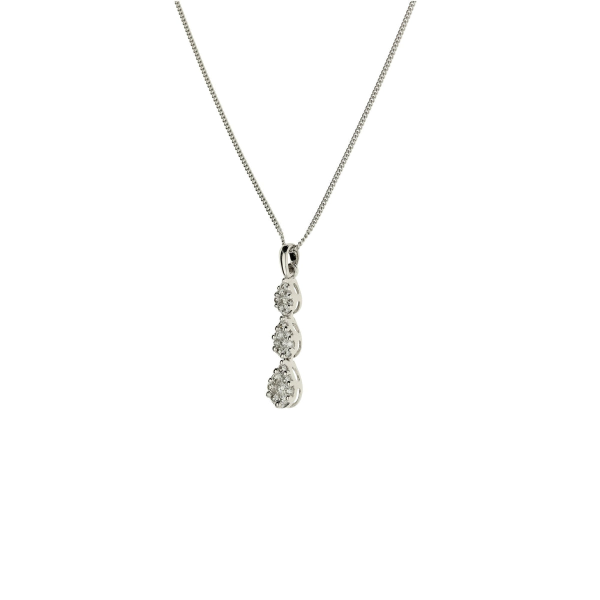 18ct White Gold Diamond Pendant & Chain - 0.45ct