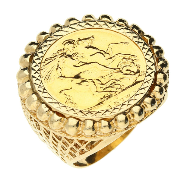 1917 Gold Full Sovereign Ring - 20.6g