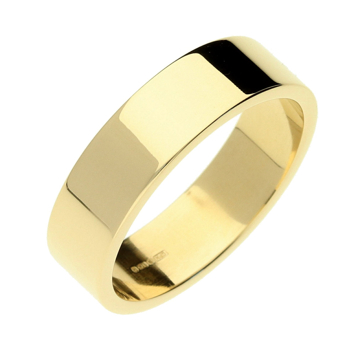 9ct Yellow Gold 6mm Flat Wedding Ring - Size V - 7.0g