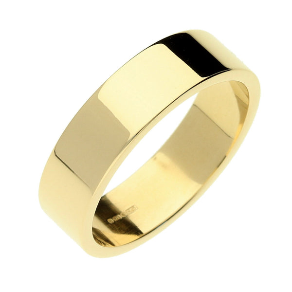 9ct Yellow Gold 6mm Flat Wedding Ring - Size V - 7.0g