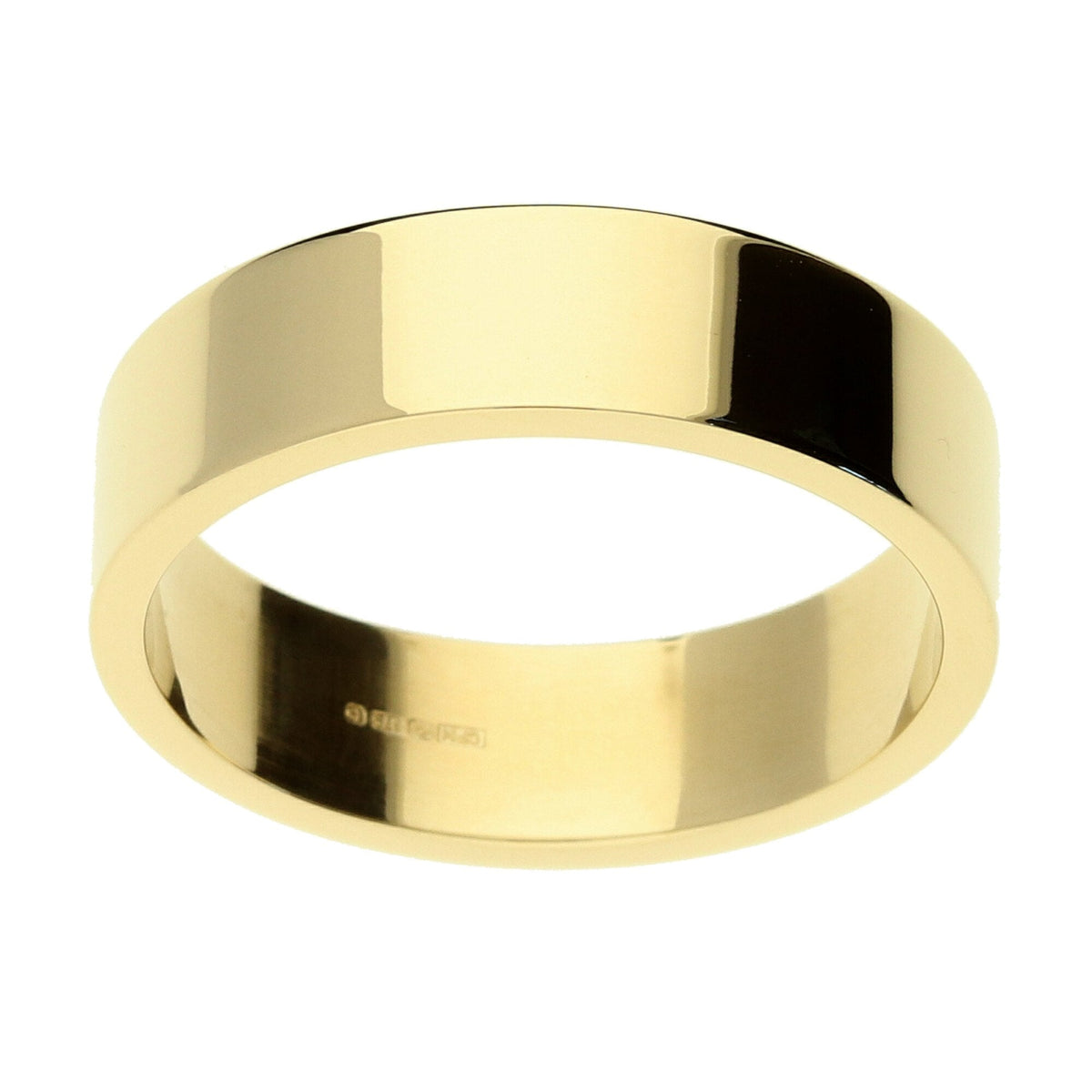 9ct Yellow Gold 6mm Flat Wedding Ring - Size V - 7.0g