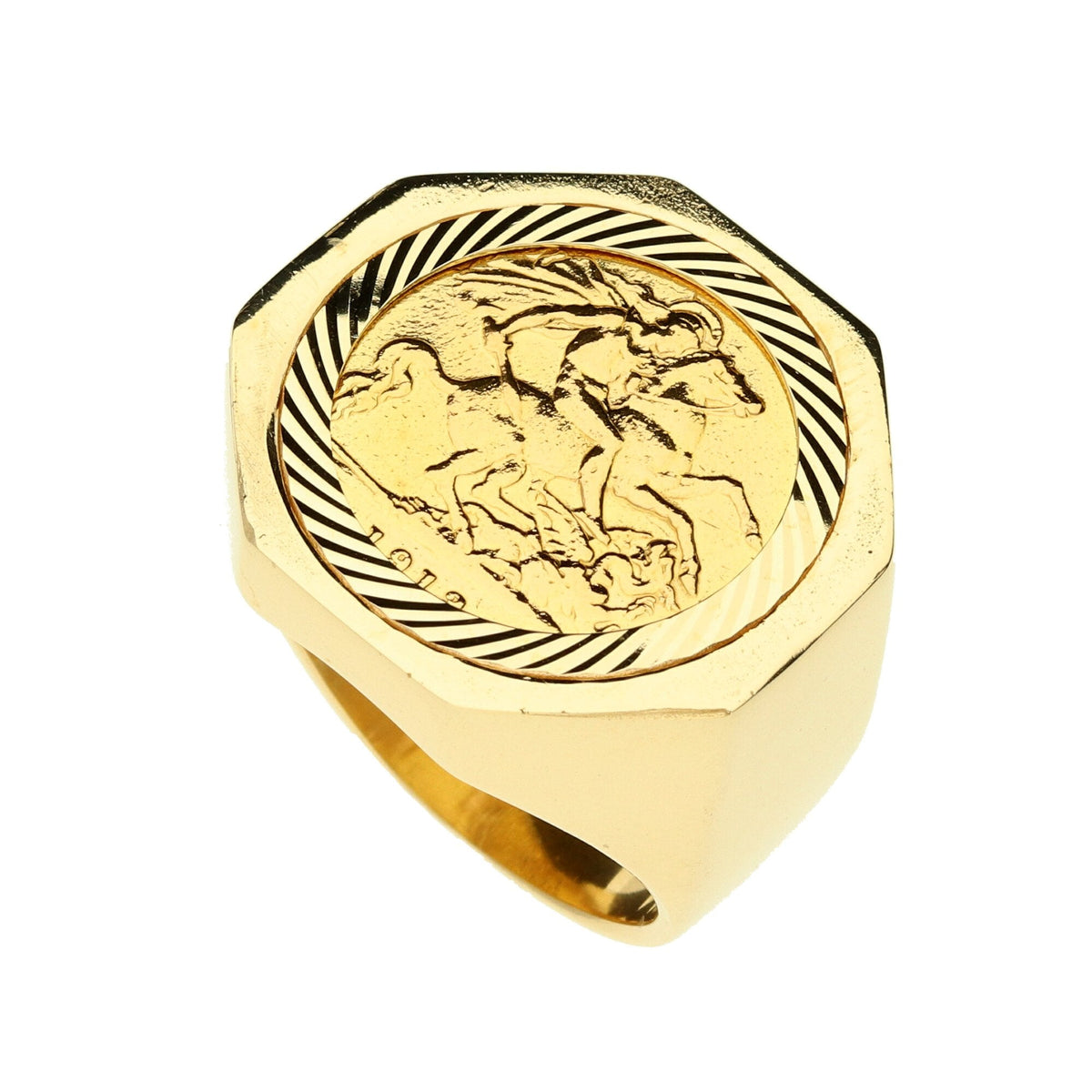1913 King George V Half Sovereign Ring - 16.2g - Size T½