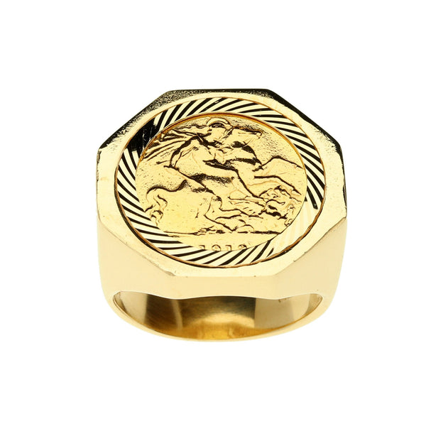 1913 King George V Half Sovereign Ring - 16.2g - Size T½
