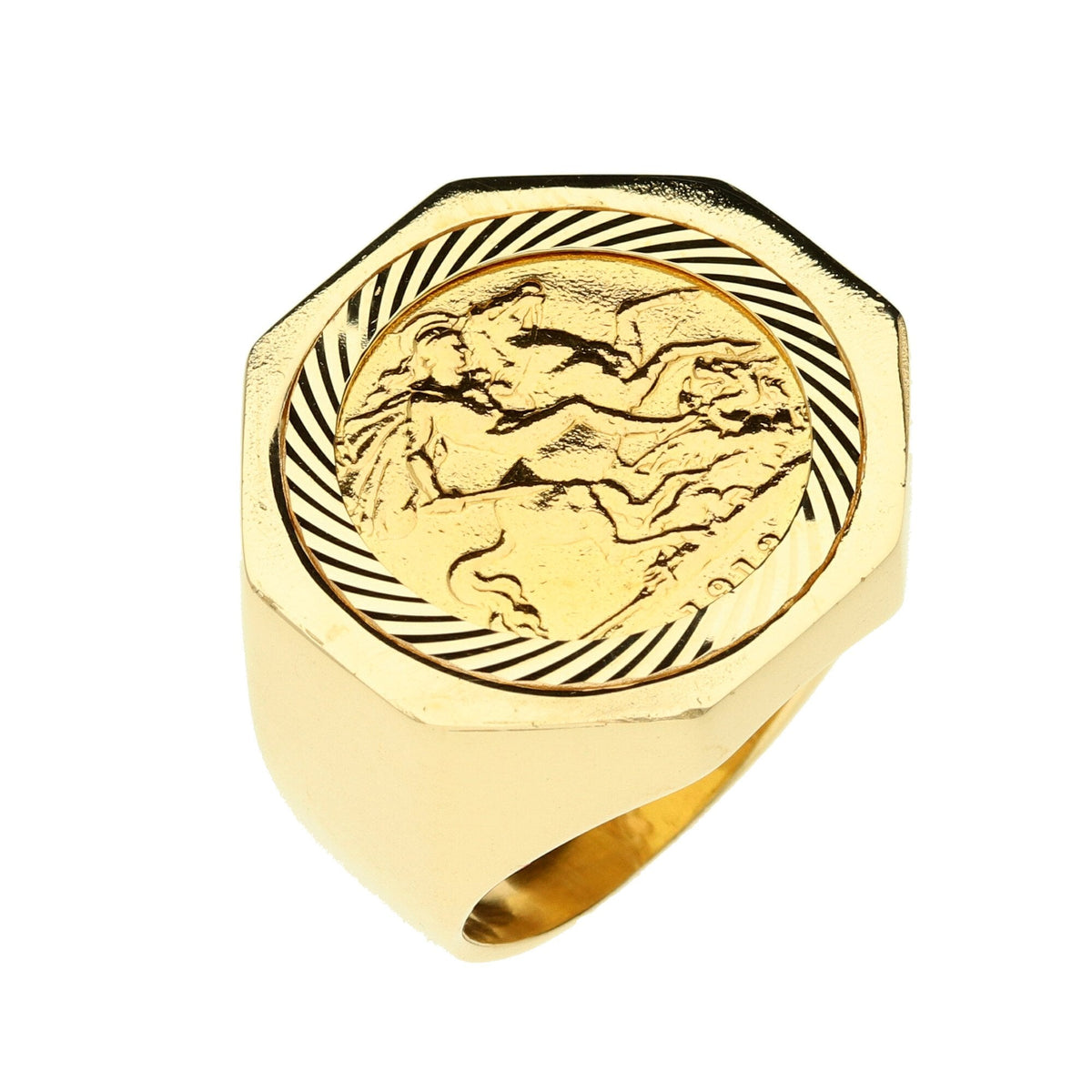 1913 King George V Half Sovereign Ring - 16.2g - Size T½