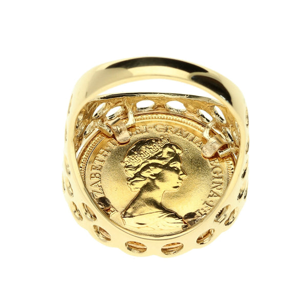 1982 Gold Half Sovereign Ring - 9.10g