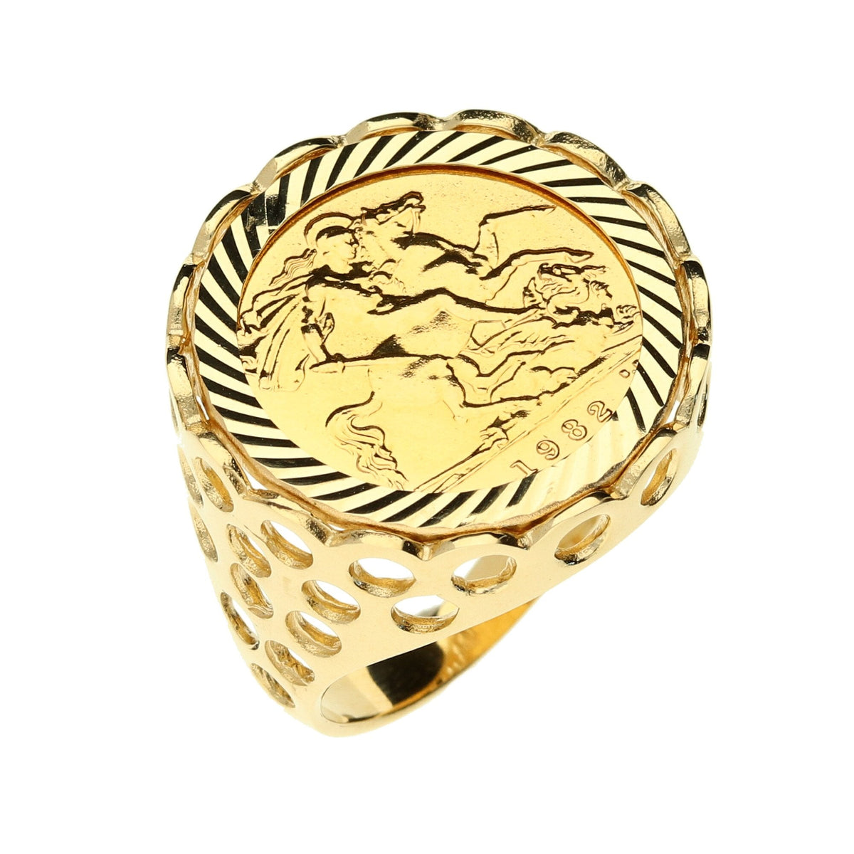 1982 Gold Half Sovereign Ring - 9.10g