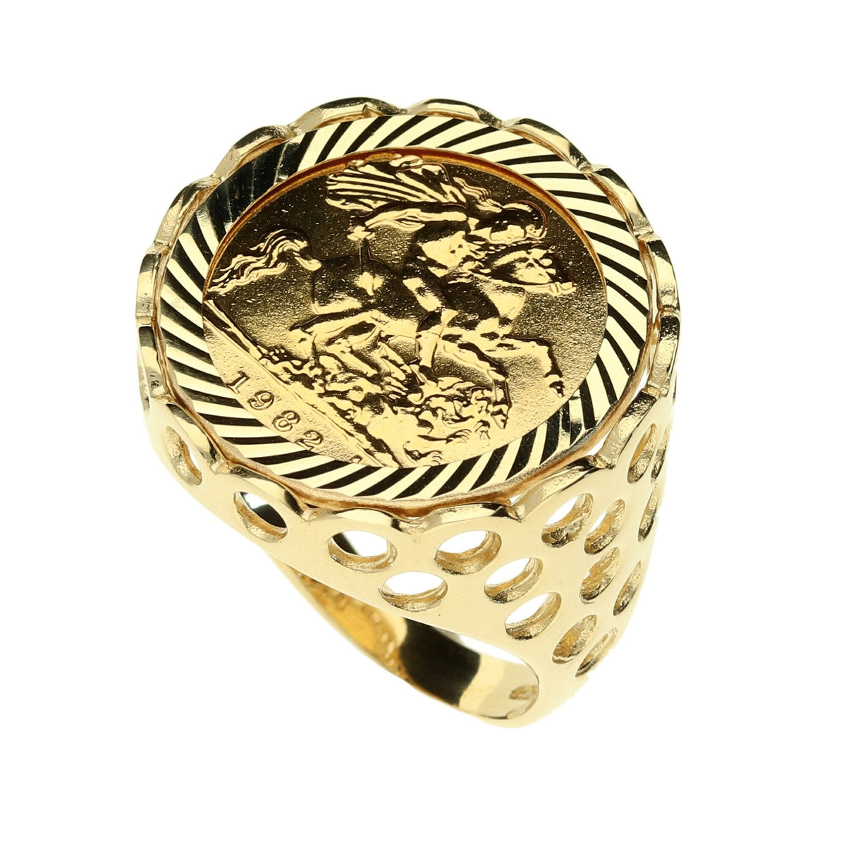 1982 Gold Half Sovereign Ring - 9.10g