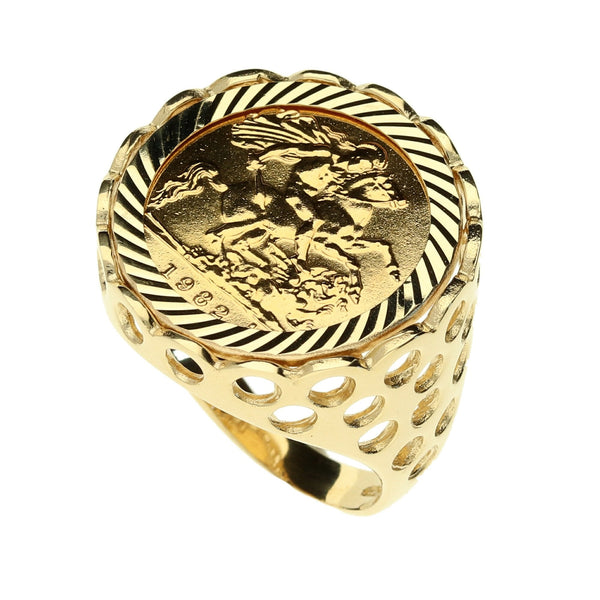 1982 Gold Half Sovereign Ring - 9.10g